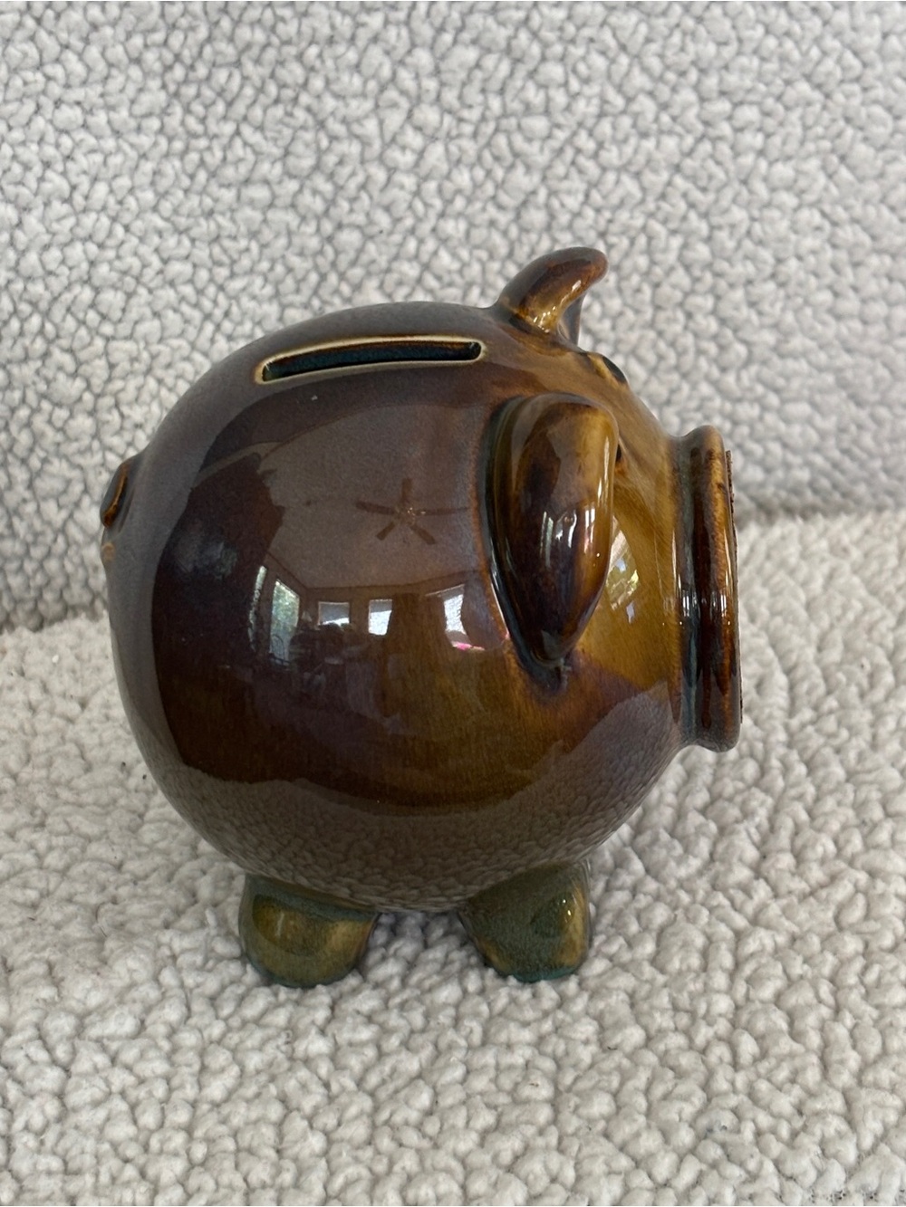 Boyds Bears Brown and Cream Ceramic Savings Piggy Bank - Picture 4 of 9